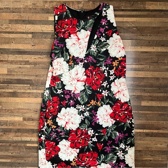 Alexia Admor Scuba Floral Sheath Sleeveless Dress Black Sz 14 - Picture 15 of 16